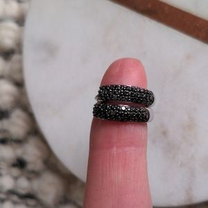 Onyx and sterling silver hoops